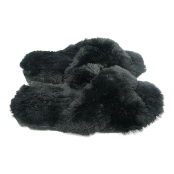 Secret Treasures Women's Black Faux Fur Slip On Slipper Shoes Size 9-10 (NWOT) - Picture 4 of 9